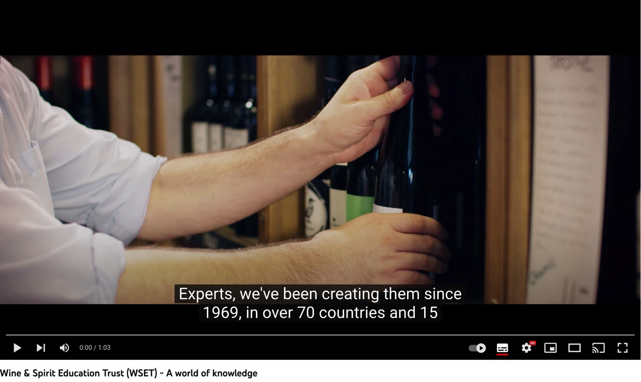 YouTube Video link for information on WSET Qualifications